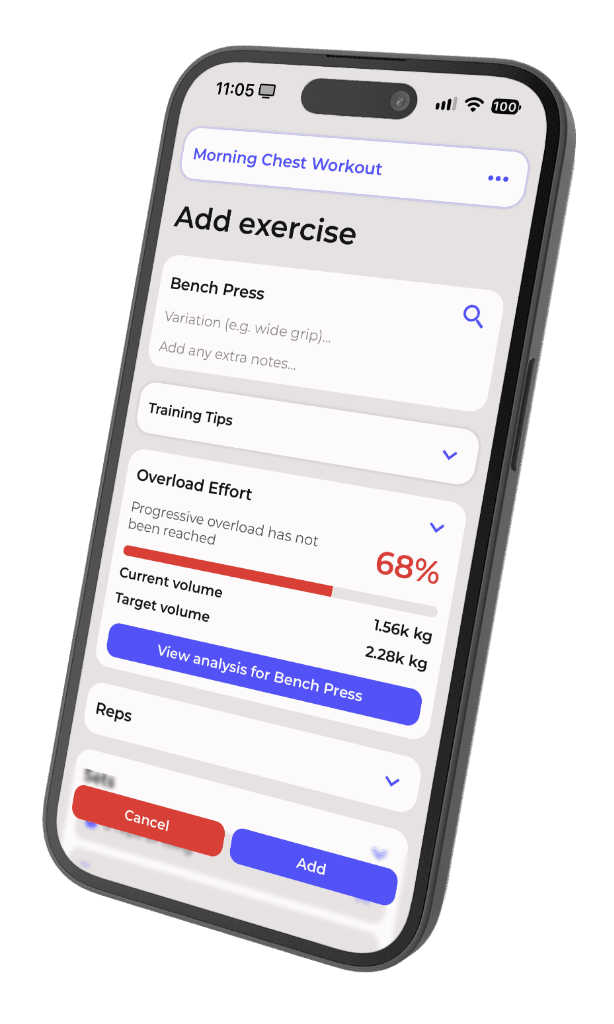Proload Live Progressive Overload Effort Gauge on iPhone